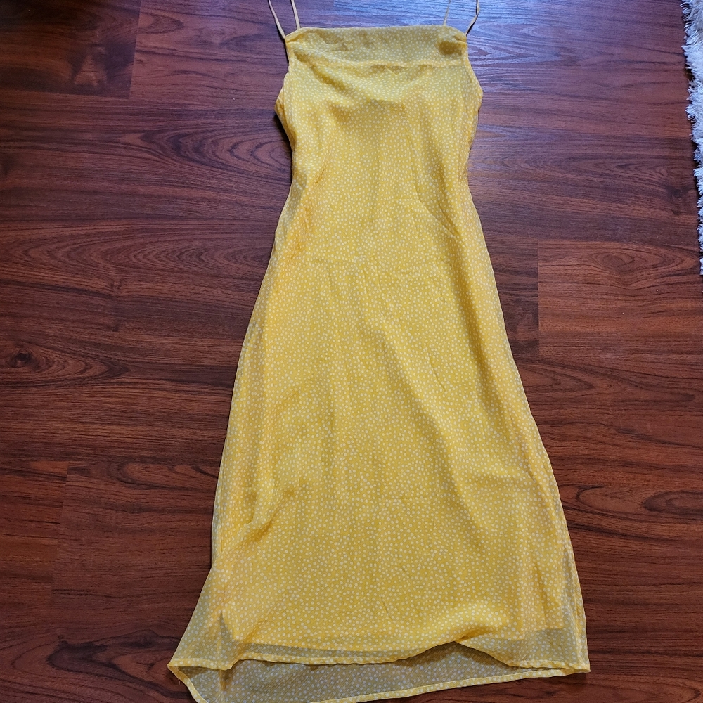 Urban Outfitters Yellow Polka Dot Slip Dress